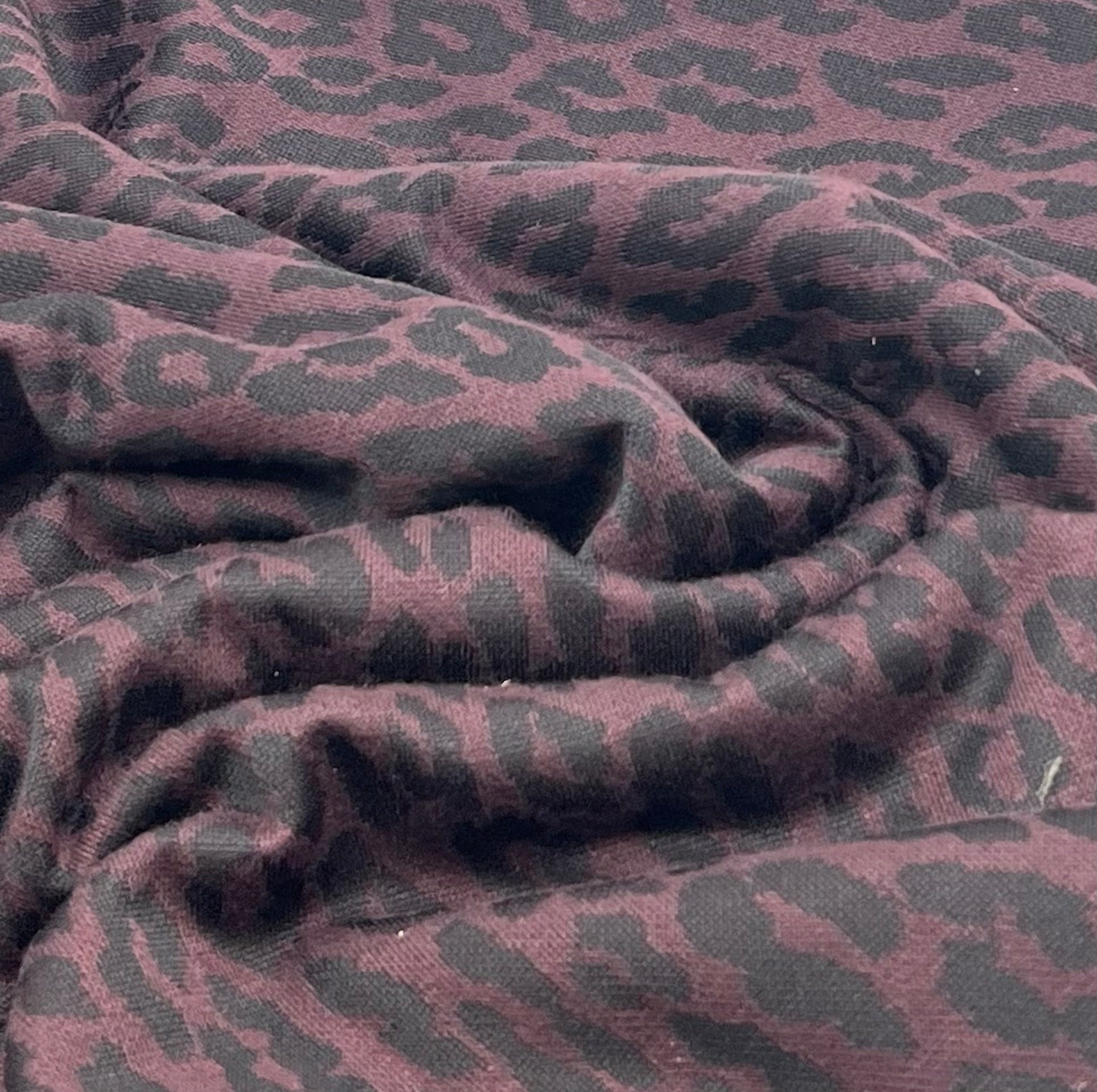 Burgundy Animal Jacquard 2 Way Stretch Fabric